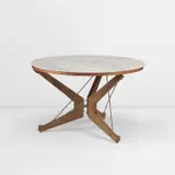 Studio B.B.P.R., Rare centre table, circa 1940, Marble, limed oak, limed oak-veneered wood, brass