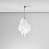 Toni Zuccheri, Ceiling light, model no. 807.1, from the 'Trofei' series, circa 1966, Stracciato lattimo a rilievi glass, chrome-plated metal