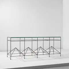 Giovanni Ferrabini, Console table, circa 1957, Painted iron, glass