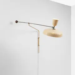 'G1' adjustable wall light by Pierre Guariche, circa 1952, Painted aluminium, painted steel, brass, sold Apr 2023