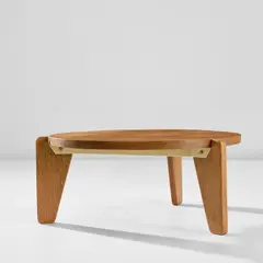 Jean Prouvé, Low table, model no. 402, circa 1952, Oak, painted steel