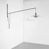 Adjustable wall light by Gino Sarfatti, circa 1951, Painted aluminium, painted brass, painted steel, steel wire, brass, sold Apr 2023