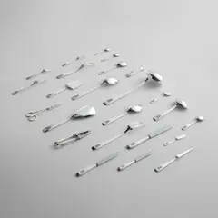 Wolfers Frères, Canteen with flatware service for 12, circa 1949, Silver, stainless steel