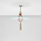 Edwin Lutyens, 'Cardinal’s hat' ceiling light, designed for the Campion Hall chapel, Oxford, circa 1935, Coloured glass, painted steel, passementerie