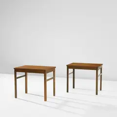 Frits Schlegel, Pair of unique side tables, circa 1949, Brazilian rosewood-veneered wood, Brazilian rosewood
