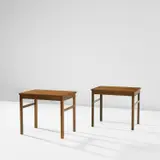Frits Schlegel, Pair of unique side tables, circa 1949, Brazilian rosewood-veneered wood, Brazilian rosewood