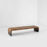 Guglielmo Ulrich, Rare bench from Casa Lanfranconi, Bergamo, circa 1934, Leather, brushed and stained oak-veneered wood