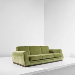 Guglielmo Ulrich, Rare sofa from Casa Lanfranconi, Bergamo, circa 1934, Fabric, brushed and stained oak-veneered wood