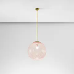 Carlo Scarpa, Large ceiling light, model no. 5258, circa 1931, Reticello glass, brass, brass plated aluminium