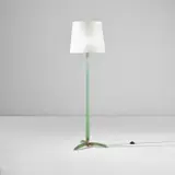 Carlo Scarpa, Rare floor lamp, model no. 527, circa 1942, Coloured sommerso a bollicine glass with gold leaf inclusions, brass, paper shade