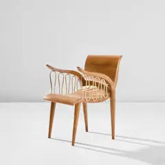 Armchair by Gio Ponti, circa 1937, Walnut, walnut-veneered wood, painted iron, sold Apr 2023