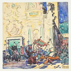 Gio Ponti, Scenography sketch, 1919, Watercolour and ink on paper