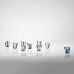 Group of nine glasses by Gio Ponti, circa 1946, A canne glass, sold Apr 2023