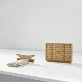 'I fantini' toy furniture by Gio Ponti, 1950s, Ash, fabric, paper-covered ash, fabric-covered ash, brass, steel, sold Apr 2023