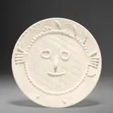 'Visage aux mains' by Pablo Picasso, 1956, White earthenware plate with sculpted design, sold Apr 2023
