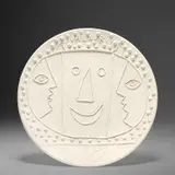 'Vallauris' by Pablo Picasso, 1956, White earthenware plate with sculpted design, sold Apr 2023