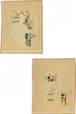 Gio Ponti, Two costume sketches, for the 'Festa Romantica' ballet, circa 1944, Graphite and watercolour on paper