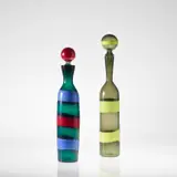 Two bottles with stoppers, model nos. 4581 and 4582 by Fulvio Bianconi, circa 1953, A fascie coloured glass, sold Apr 2023