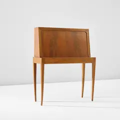 Writing desk by Gio Ponti, circa 1939, Walnut, walnut-veneered wood, sold Apr 2023
