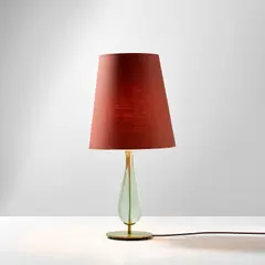 Table lamp, model no. 2206 by Max Ingrand, circa 1962, Glass, brass, fabric shade, sold Apr 2023