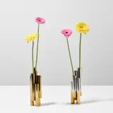 Gio Ponti, Two prototype 'Tubi' flower holders, circa 1956, Brass, silver-plated brass