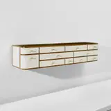 Gio Ponti, Rare wall-mounted chest of drawers, circa 1939, Walnut-veneered wood, painted grissinato wood, brass