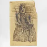 Gio Ponti, Sketch for a fresco on the Scala del Sapere in Palazzo Bo, Padua, circa 1940, Graphite and ink on tracing paper