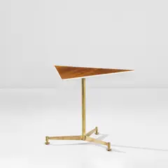 Gio Ponti, Prototype side table, circa 1955, East Indian rosewood-veneered wood, painted wood, brass