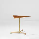 Gio Ponti, Prototype side table, circa 1955, East Indian rosewood-veneered wood, painted wood, brass