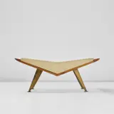 Gio Ponti, Low seat, circa 1953, Elm, fabric, brass