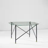 Gio Ponti, Rare occasional table, circa 1950, Partially-chiselled glass, painted steel, brass