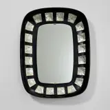 Max Ingrand, Large mirror, 1960s, Mirrored glass, chiselled glass, ebonised wood, brass