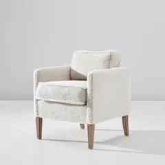 Armchair by Jean-Michel Frank, circa 1929, Limed oak, fabric, sold Oct 2023
