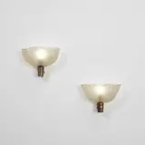 Carlo Scarpa, Pair of wall lights, model no. 442, circa 1936, Corroso glass, brass