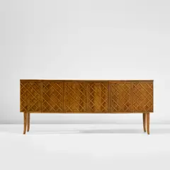 Gio Ponti, Sideboard, circa 1938, Walnut, walnut-veneered wood, brass