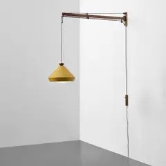 Tito Agnoli, Adjustable wall light, model no. 177A, circa 1959, Teak, painted aluminium, acrylic, brass, brass-plated steel
