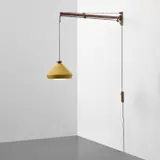 Tito Agnoli, Adjustable wall light, model no. 177A, circa 1959, Teak, painted aluminium, acrylic, brass, brass-plated steel