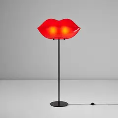 Nicola L, Rare 'Bouche' floor lamp, circa 1968, Coloured acrylic, painted steel