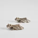 Carlo Bugatti, Pair of knife rests, circa 1907, Precious metal