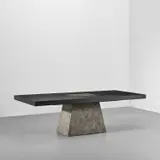 Rick Owens, Custom 'Plug' table, from the 'Unique' edition, 2015, Stained pine, patinated bronze