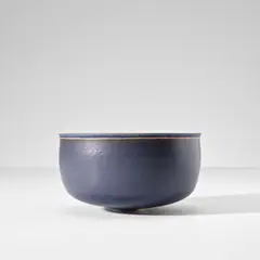 Bowl by Alev Ebüzziya Siesbye, 1987, Stoneware, cobalt blue glaze, unglazed band, sold Oct 2023