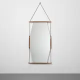 Ico Parisi, 'Paraggi' hanging mirror, circa 1958, Teak, mirrored glass, leather