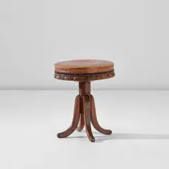 Armand-Albert Rateau, Stool, circa 1925, Oak, leather, metal nailheads