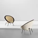 Ico Parisi, Pair of 'Uovo' armchairs, model no. 813, circa 1953, Fabric, painted iron