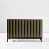 Cabinet by Ettore Sottsass, circa 1962, East Indian rosewood-veneered wood, painted wood, bronze, sold Oct 2023