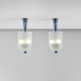 Carlo Scarpa, Pair of ceiling lights, circa 1934, Iridescent corroso glass, coloured cordonato glass, coloured glass, brass