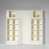 G.R.A.U., Custom bookcase, circa 1967, Painted beech-veneered plywood, painted pine, glazed ceramic