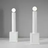 G.R.A.U., Pair of custom floor lamps with cabinets, circa 1967, Painted wood, glass, painted aluminium
