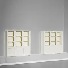 G.R.A.U., Pair of custom bookcases, circa 1967, Painted wood
