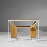 G.R.A.U., Custom desk, circa 1967, Jelutong-veneered wood, walnut, painted steel, brass